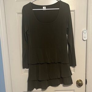Chic Olive Green Tiered Women's Tunic